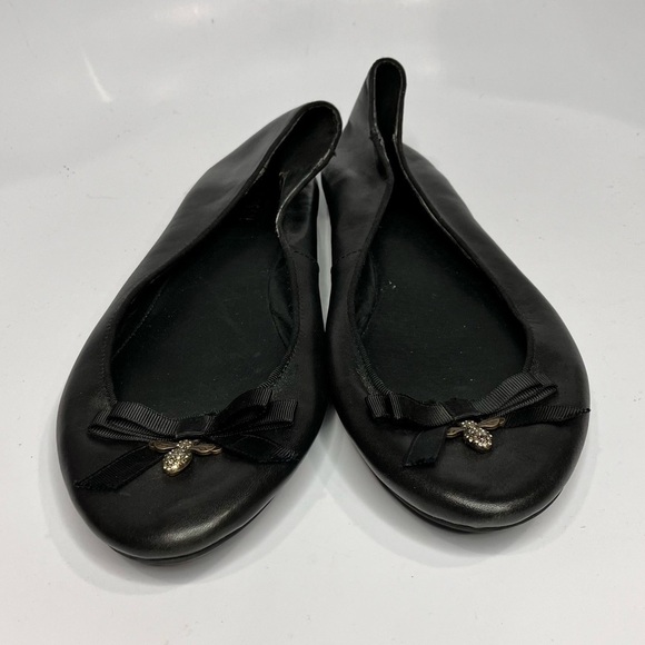 Fossil black leather ballet flats with bee charm pendant size 10 - Picture 2 of 7